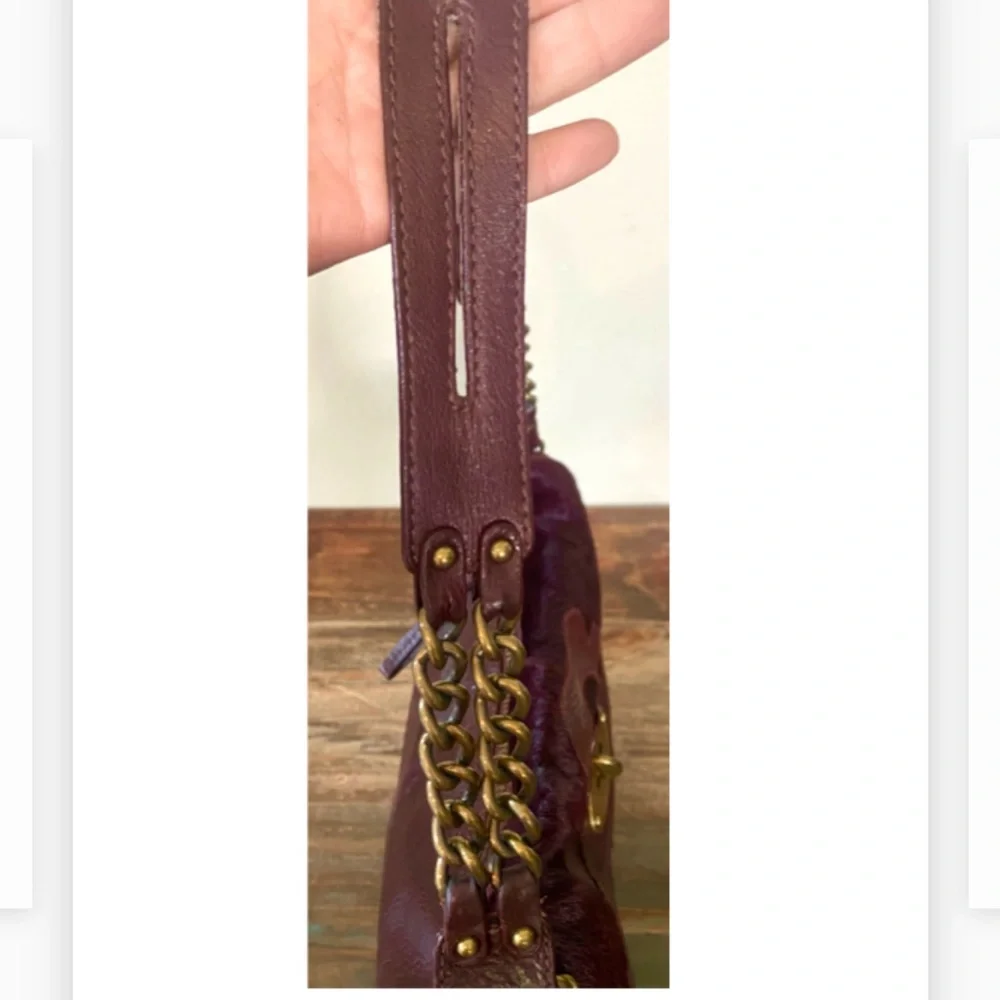 Authentic Rare Vintage burgundy/brown Lockheart fur & leather shoulder bag. Mint - Picture 4 of 9